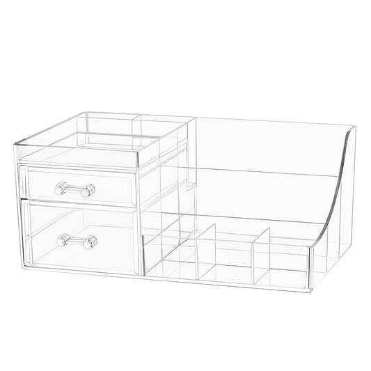 Cq acrylic Makeup Organizer Bathroom Organizers and Storage With 8 Drawers for Vanity Skincare Countertop Desk.Clear Cosmetic Display Case for Lipstick.Brush.Lotions.Eyeshadow.Nail Polish and Jewelry