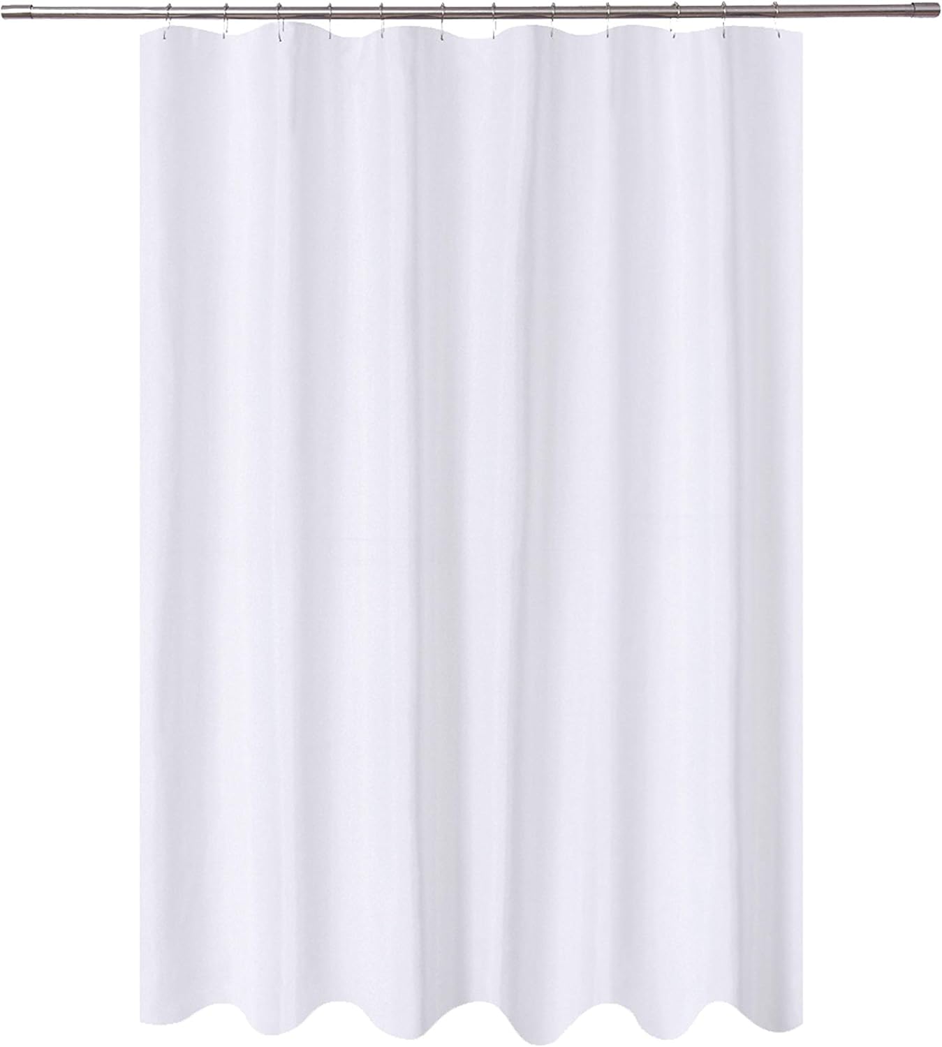 N&Y HOME Fabric Shower Curtain Liner Extra Long 72 x 84 Inches with 2 Bottom Magnets. Hotel Quality. Washable. White Spa Bathroom Curtains with Grommets. 72x84
