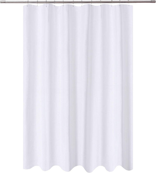 N&Y HOME Fabric Shower Curtain Liner Extra Long 72 x 84 Inches with 2 Bottom Magnets. Hotel Quality. Washable. White Spa Bathroom Curtains with Grommets. 72x84