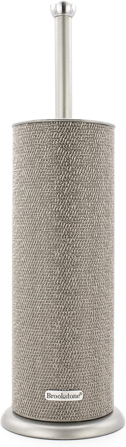 BROOKSTONE. Bronze Metallic Toilet Brush with Holder. Long Handle for Deep Bowl Cleaning. [Splash Protective Disc]. Stylish Modern Space Saving Design. Leakproof Inner Container