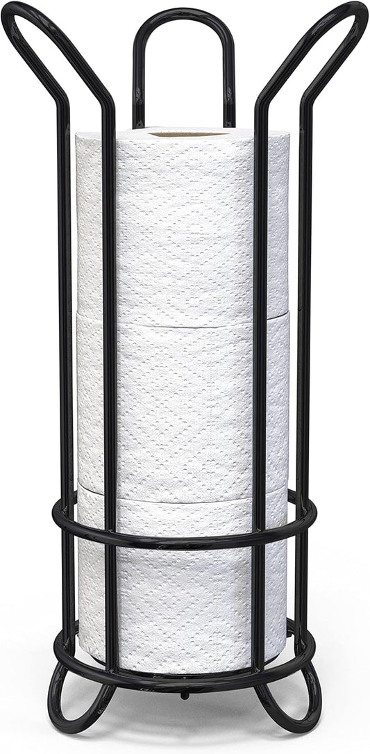 BROOKSTONE. Bronze Toilet Paper Holder. Freestanding Bathroom Tissue Organizer. Minimalistic Storage Solution. Stylish Design [Holds MEGA Rolls]